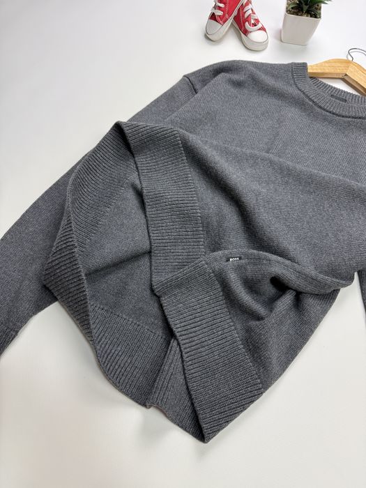 Свитер джемпер толстовка BOSS Hugo Boss Amador Mens Lambswool Crew Neck Sweater Gray Knit size M, L