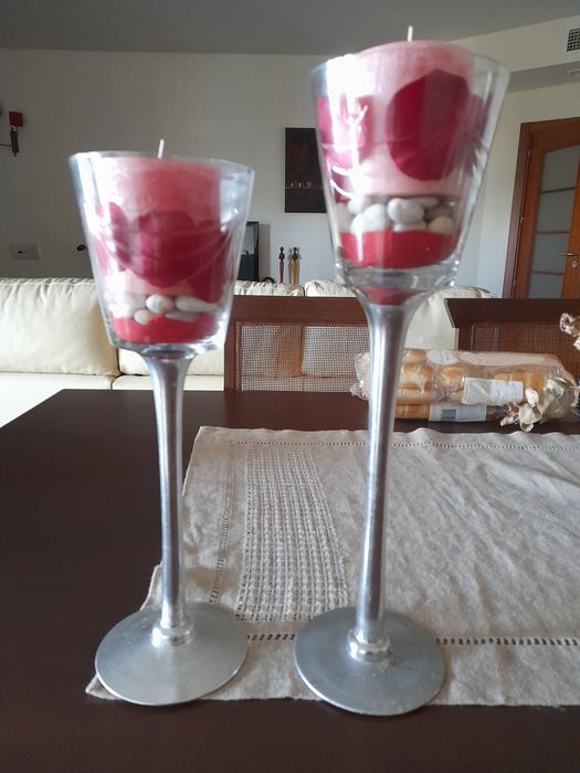 Conjunto de castiçal com decoração