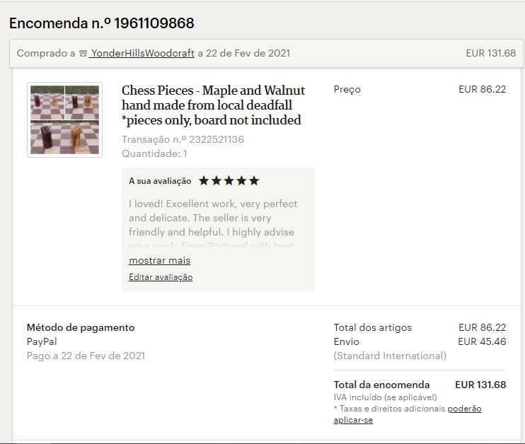 Jogo de xadrez em madeira natural (NOVO POR ESTREAR)