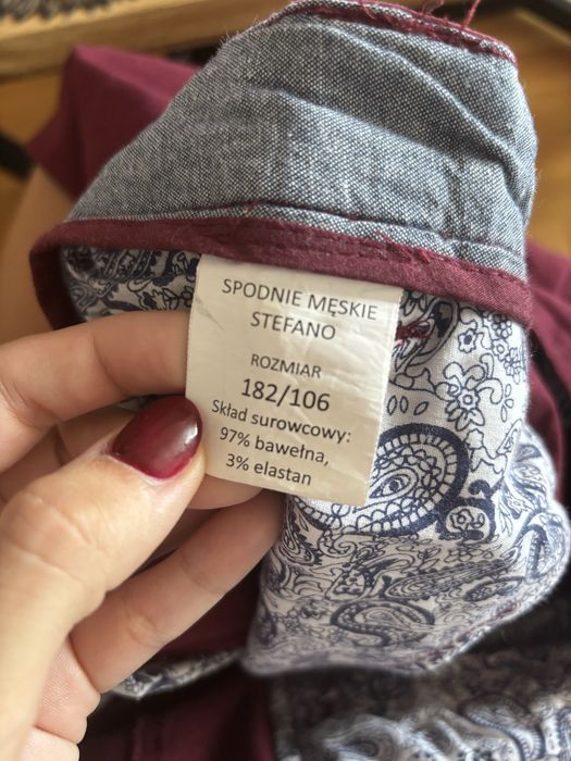 Spodnie męskie giacomo conti 182/106 eleganckie bordowe wiśniowe