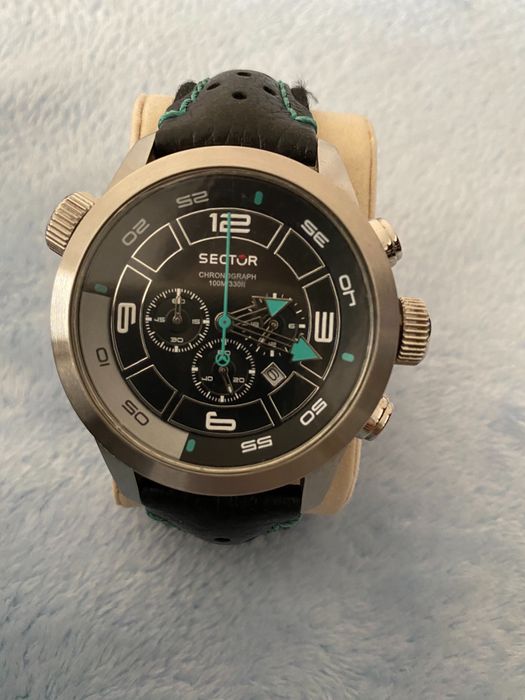 Relógio sector completamente novo pulseira em pele