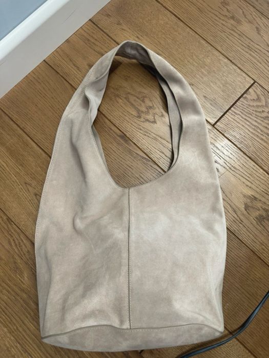 Skorzana torba zamszowa zara