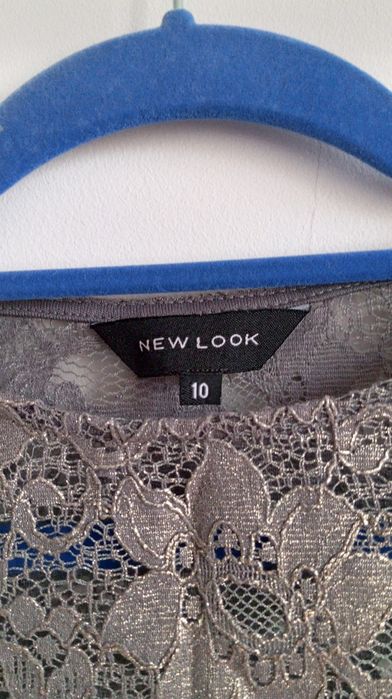 Top bluzka z krótkim rękawem koronkowa błyszcząca r. 38 New Look