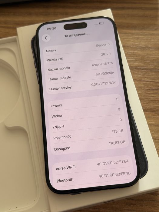 iPhone 15 Pro Niebieski Tytan - Bardzo dobry stan, z pudełkiem