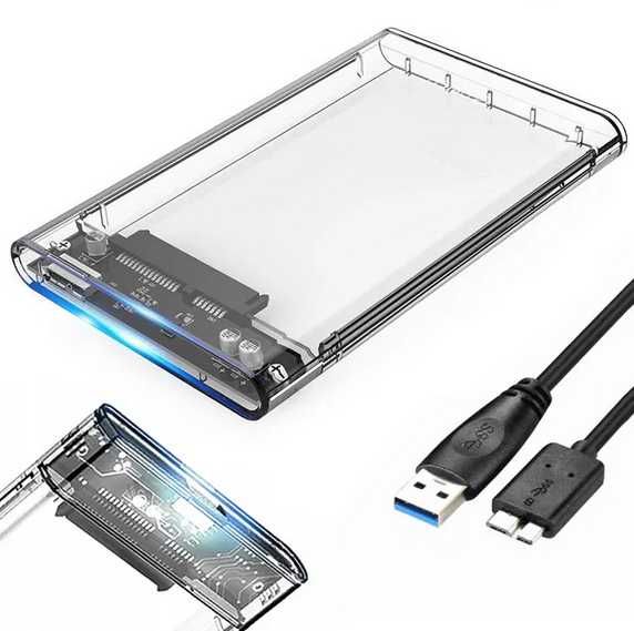 3 sztuki Obudowa dysku hdd ssd 2,5'' usb 3.0 sata przeźroczysta