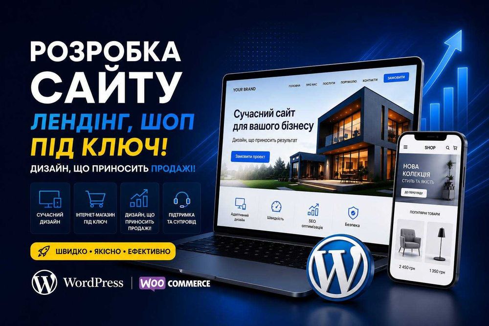 Розробка сайту, лендінг, шоп під ключ! Дизайн, що приносить продажі! wordpress wp landing cms замовити сайт з нуля