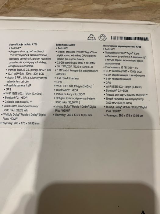 Ipad tablet Acer ICONIA A700 10s32