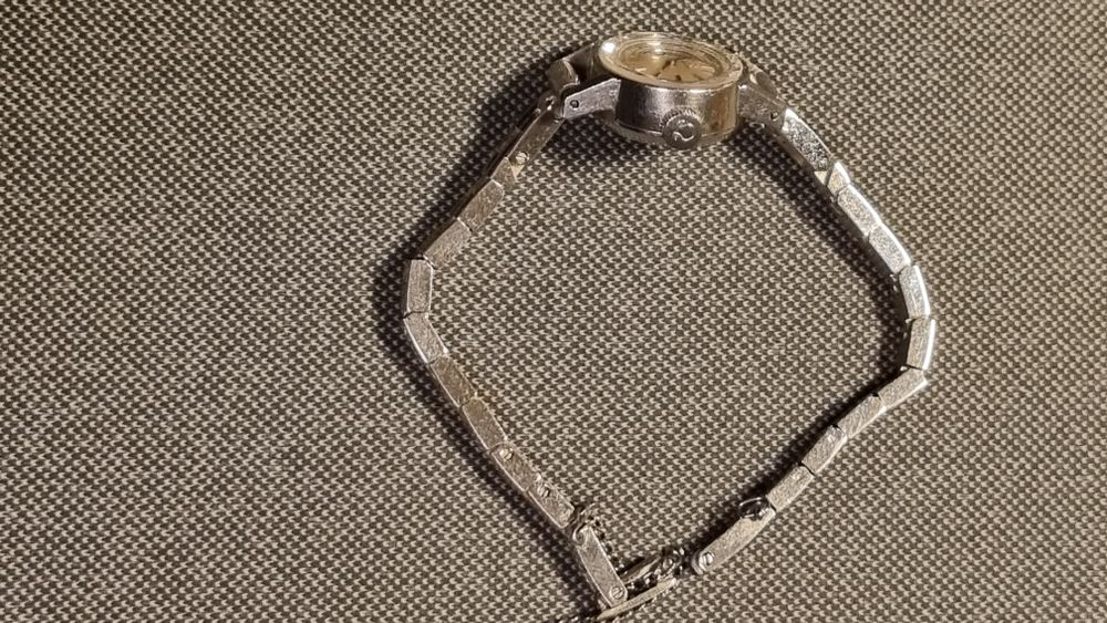 Omega Silver Dial Cut Glass Antique