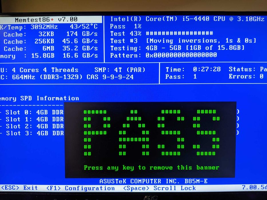 Комплект s1150 Asus B85M-E + i5-4440 + 16Gb DDR3 + кулер