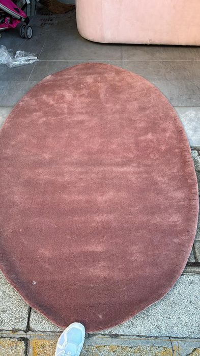 Tapete Oval Terracotta ~100 cm — Veludo Pelo Curto