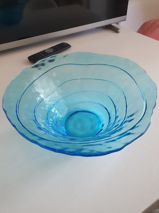 Saladeira de vidro + prato