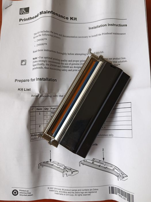 Głowica do drukarki zebra zm400 600 dpi