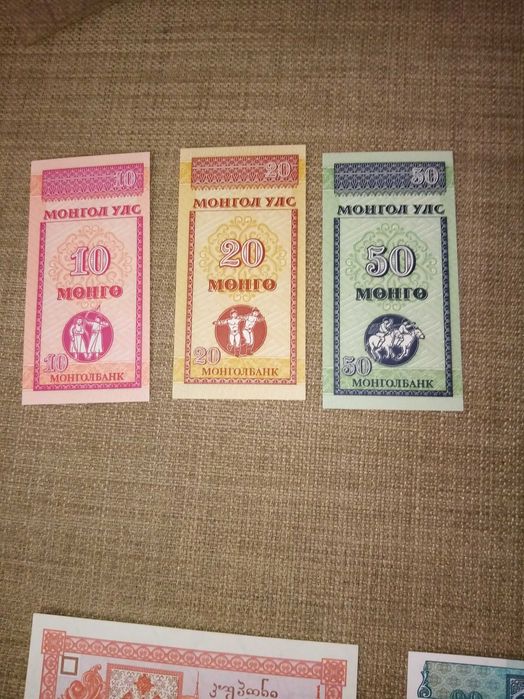 MONGOLIA, 10 NOTAS Não circuladas, conforme as fotos, de vária Séries
