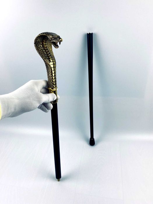 ZŁOTA METALOWA Laska Kolekcjonerska Kula Do Podpierania Głowa Węża