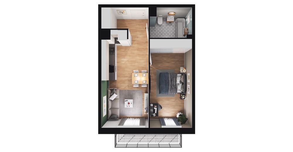 2-pokojowe mieszkanie 41 m² + balkon Bezpośrednio - Widok 3