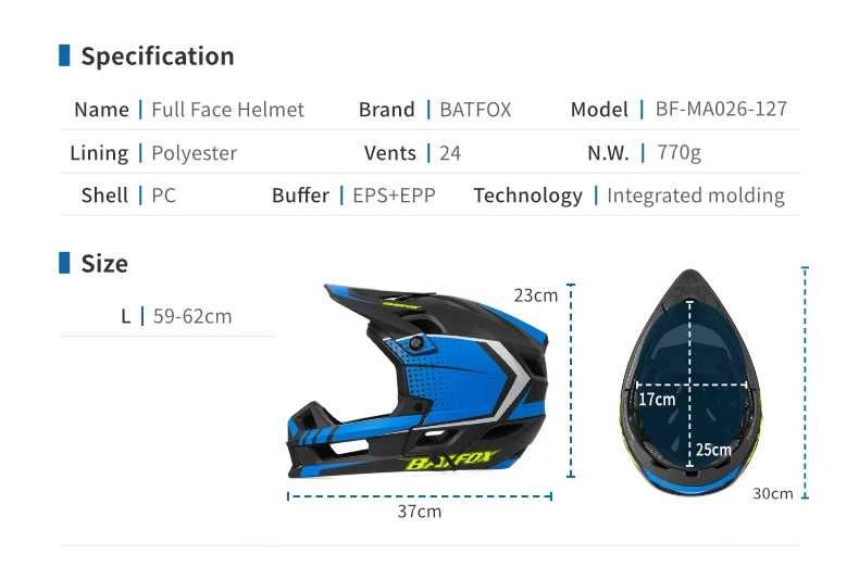 Шлем фулфейс вентилируемый для фрирайда и даунхила "Bat Fox "