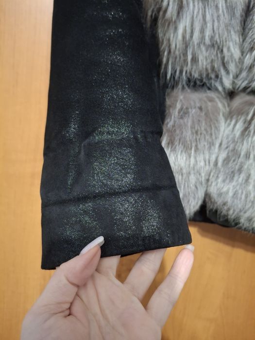 Куртка жилет трансформер  шкіряна з чорнобуркою GUEELA