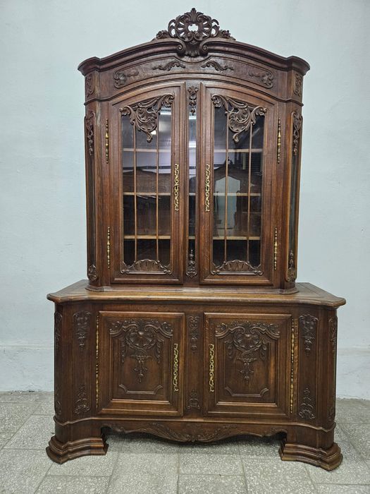Stara dębowa witryna Ludwikowska rocaille kredens /