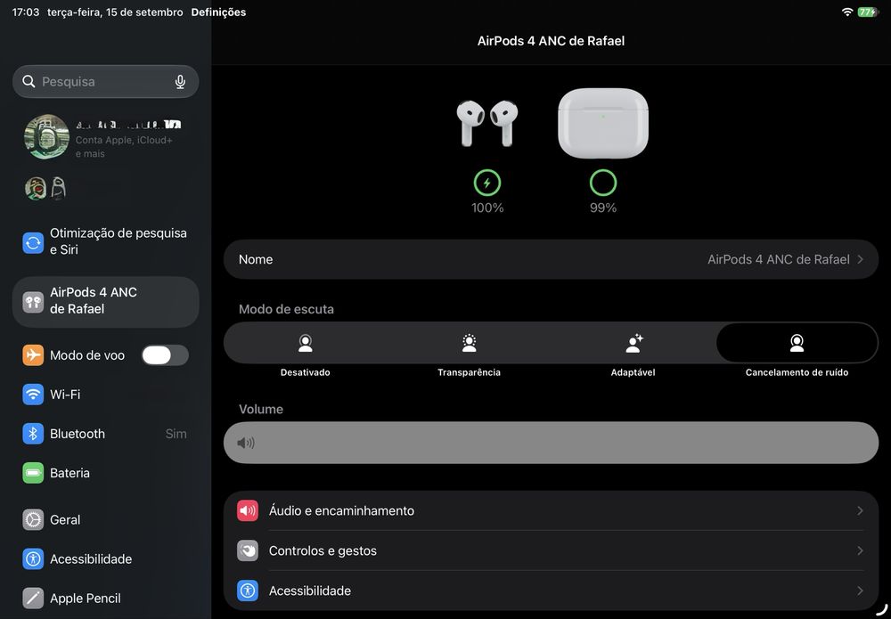 Airpods 4 ANC (cancelamento ruido ativo)