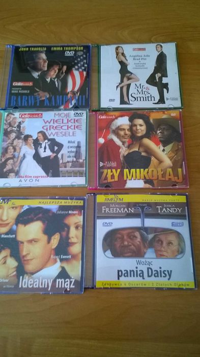 Filmy na płycie dvd.  6 filmów .Idealny mąż+ Zły mikołaj. i inne