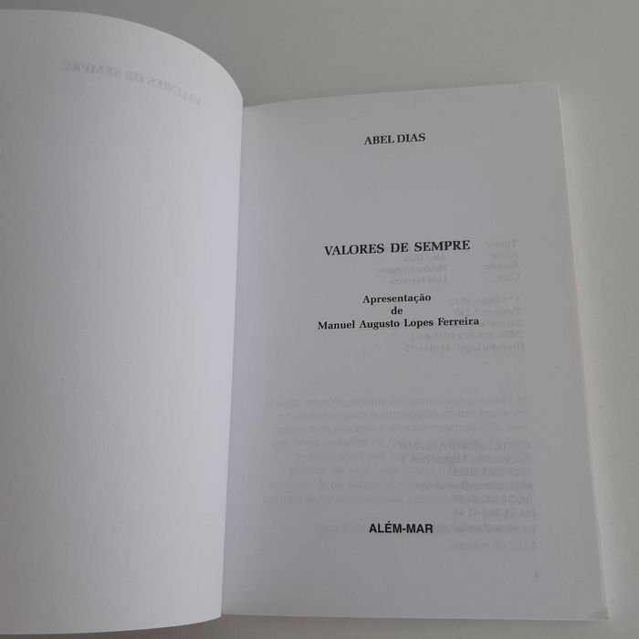 Livro Valores de Sempre de Abel Dias
