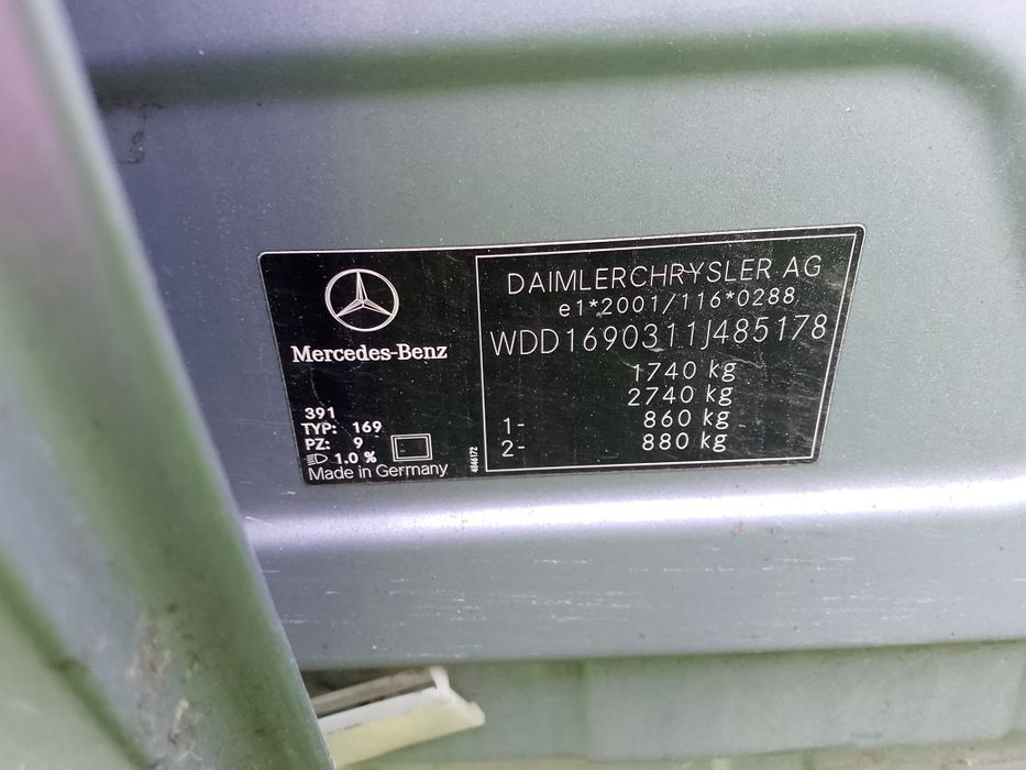 Drzwi tylne lewe Mercedes Benz kod lakieru 391 W169 A150