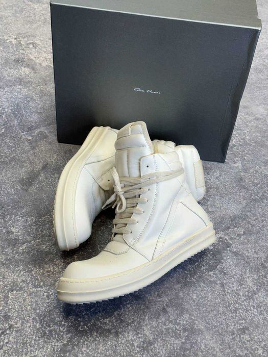 Rick Owens Geobasket Ramones jumbo laces білі кеди opium archive Milk