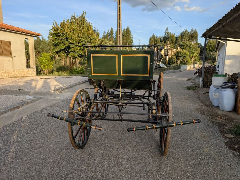 Charrete verde para cavalo ou burro – com travões