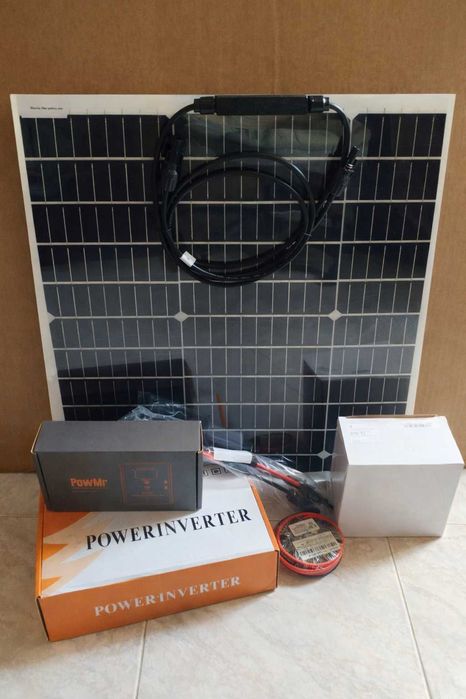 Kit de energia solar - Fotovoltaico - 2 x Painéis + Bateria + Controlador + Inversor