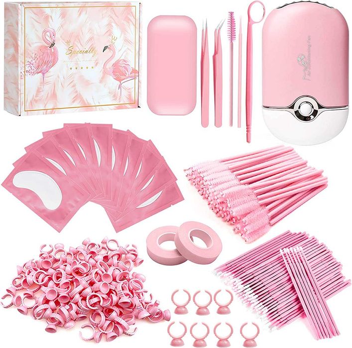 Kit de Extensão de Pestanas Pink Ou Preto com Vários Acessórios
