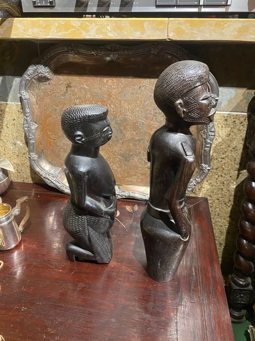 Casal Busto Maconde Moçambique 32 cm Anos 60