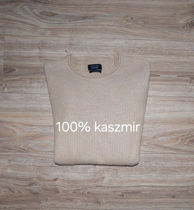 Sweter 100% kaszmir kawa z mlekiem beżowy