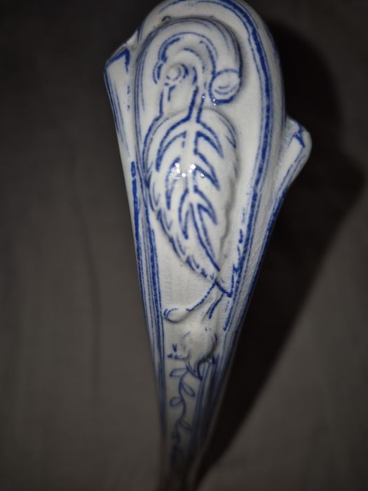 Concha de Sopa Vintage em Faiança   Cerâmica , Azul e Branco Estilo Antigo