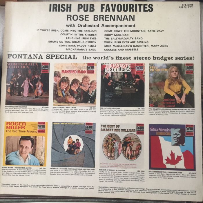 Vinil Irish Pub favourites rose brennan 1963
