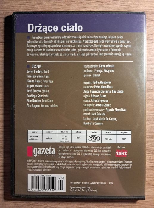 Drżące ciało | Neri | Bardem | Almodovar | DVD