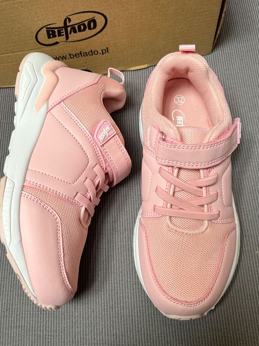 sneakersy Befado rozm 32/21,2 cm różowe  rzepy lekkie biała podeszwa