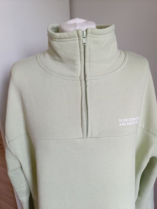 Bluza damska miętowa z kominem sportowa ciepła