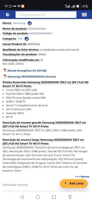 Televisao samsung 55 polegadas curva como nova