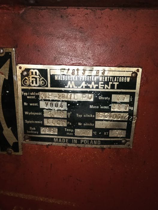 Wentylator przemysłowy promieniowy turbina 15kW