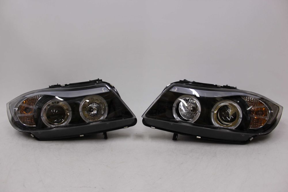Lampy przednie przód BMW E90 05-11 RINGI Black LED Angels Eyes SMOKE