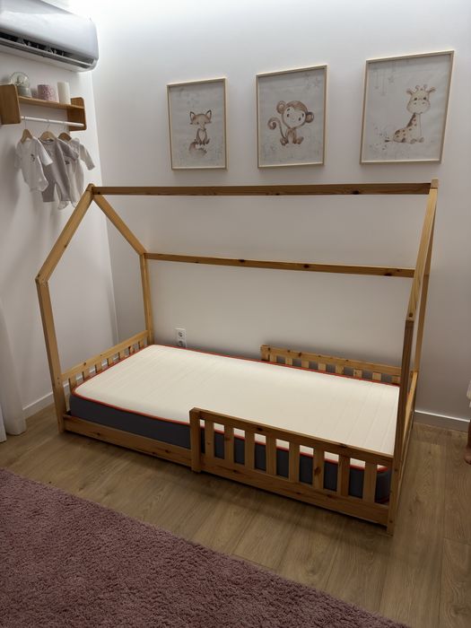 Cama montessori 90x190+Estrado+Colchao Pikolin