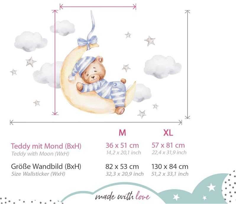 Little Deco Naklejka Na ścianę Dla Dziecka  Śpiący Miś M