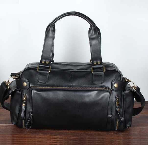 Мужская чоловіча кожаная городская классическая спортивная сумка 2в1