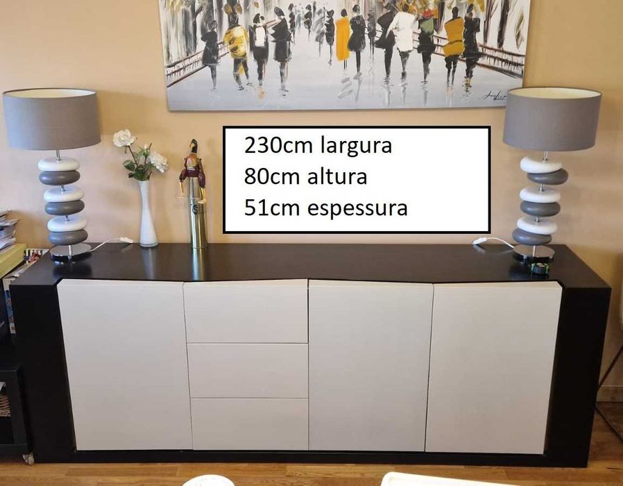 Conjunto 3 Móveis Sala MOVEME Wengé: Bar, Aparador/Louceiro