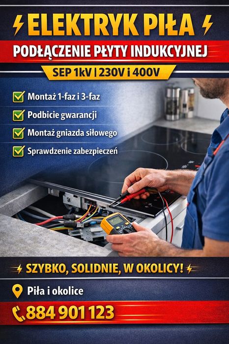 Elektryk Piła – Podłączenie Płyty   Indukcyjnej oraz sprzerów AGD