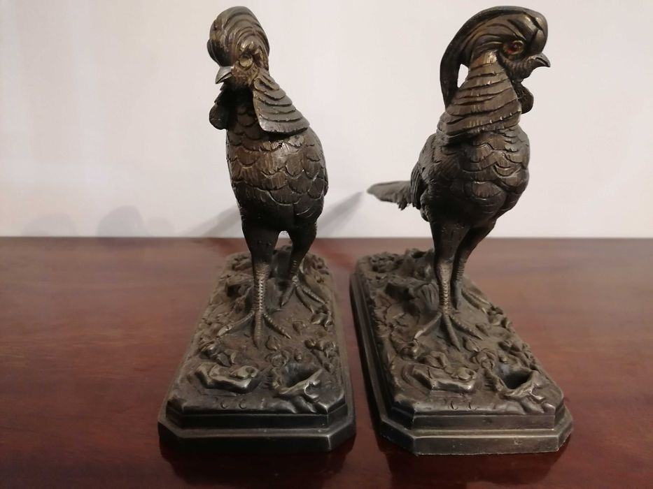 Par Elegante de Esculturas de Faisão em Bronze (Atribuição a Trodoux)