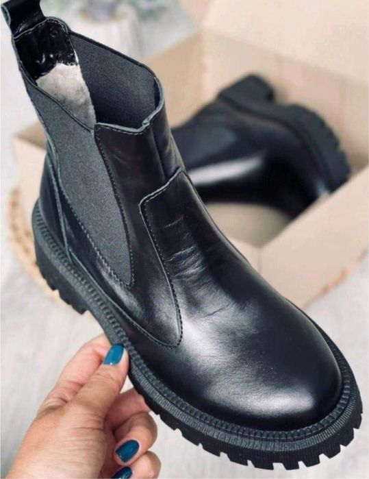Черевики Челсі зимові, натуральна шкіра ,ботинки челси замш
