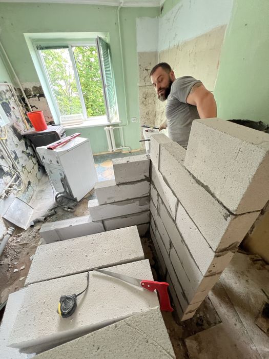 Мурування газоблоку | Перестінки в квартирах | кладка газоблоку | Муляри | Муляр Львів | Квартирне Мурування