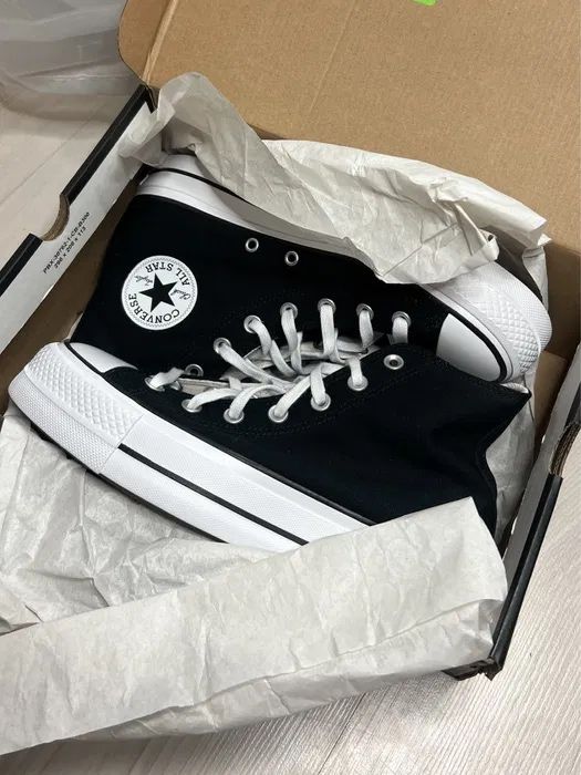 37 Converse All Star Chuck Taylor Lift black czarne na platformie