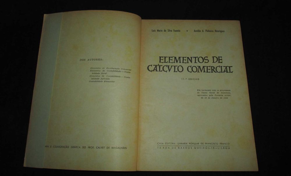 Livro Elementos de Cálculo Comercial 1965